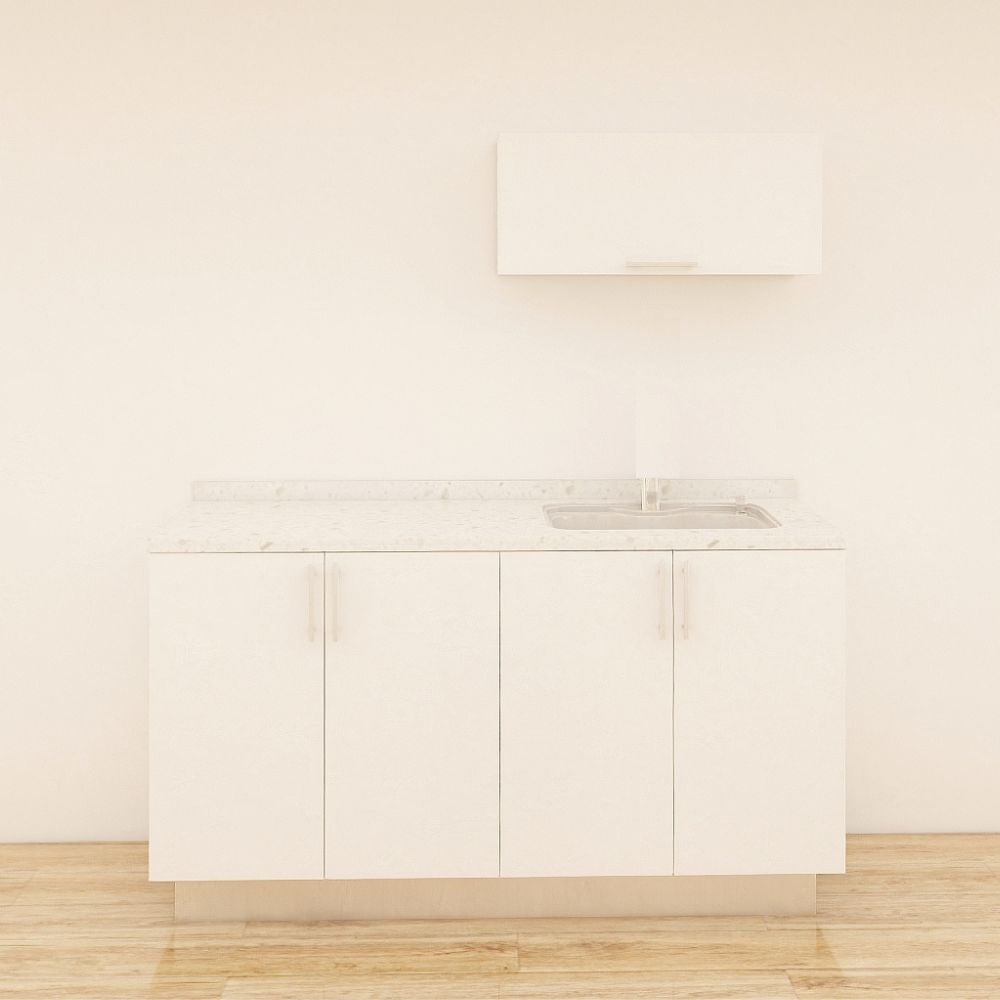 MUEBLE DE COCINA CON FREGADOR Y GABINETE AEREOS COLOR BLANCO YKL-CG-06/TH2242 DERECHO 1.60M
