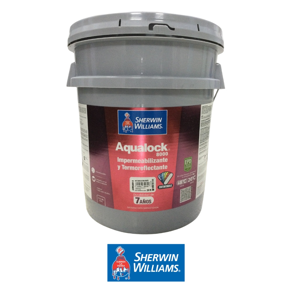 PINTURA IMPERMEABILIZANTE AQUALOCK 8000 MATE BASE EXTRA WHITE 5GL A5WSA851-5 SHERWIN WILLIAMS
