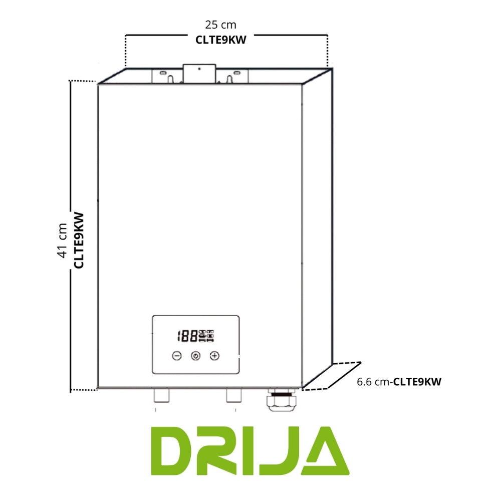 CALENTADOR DE AGUA ELECTRICO DRIJA, 13.5L, 220V, 9KW, PANEL DIGITAL, TARJETA ELECTRONICA INVERTER