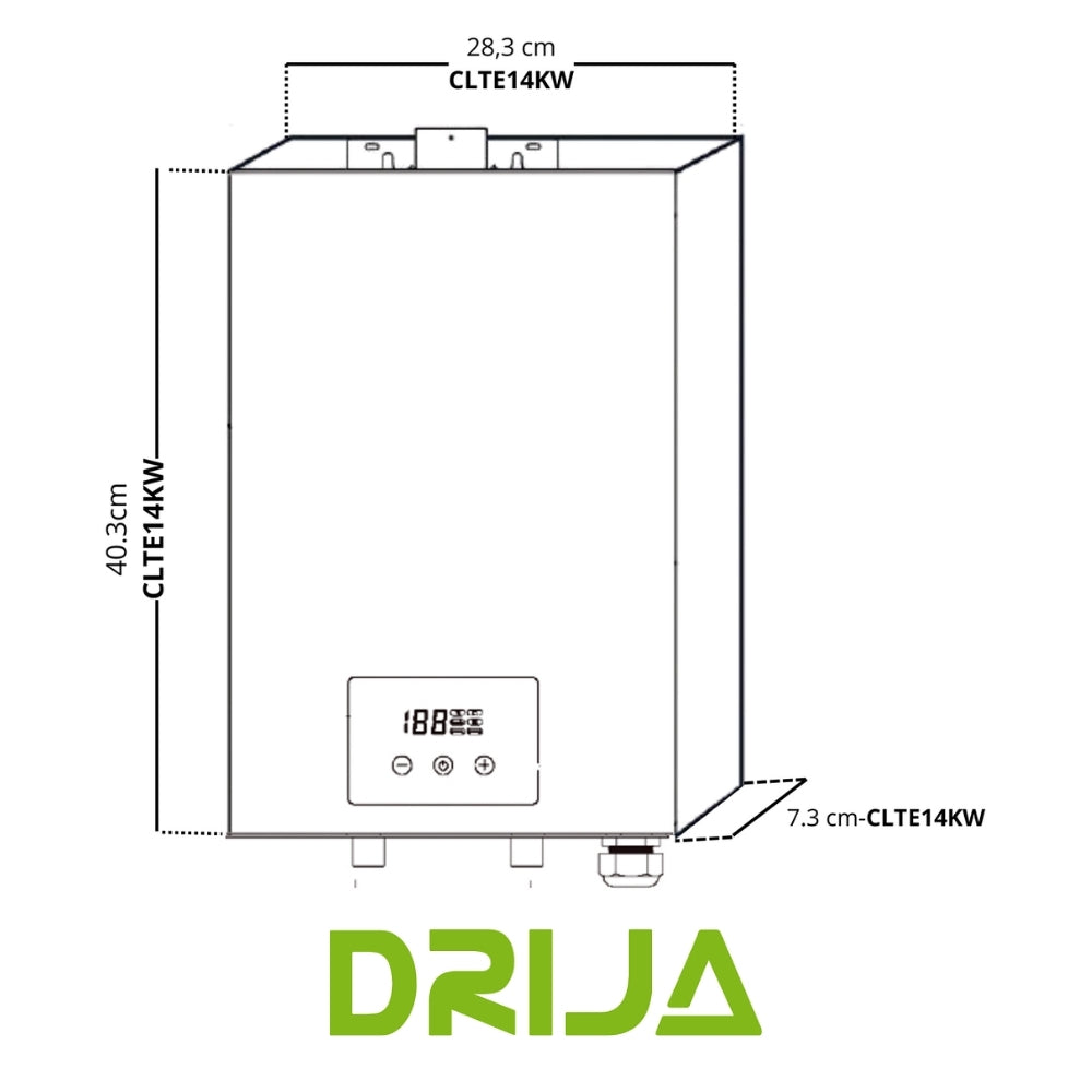 CALENTADOR DE AGUA ELECTRICO DRIJA, 21.5L, 220V, 14KW, PANEL DIGITAL, TARJETA ELECTRONICA INVERTER