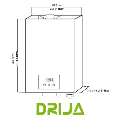CALENTADOR DE AGUA ELECTRICO DRIJA, 21.5L, 220V, 14KW, PANEL DIGITAL, TARJETA ELECTRONICA INVERTER