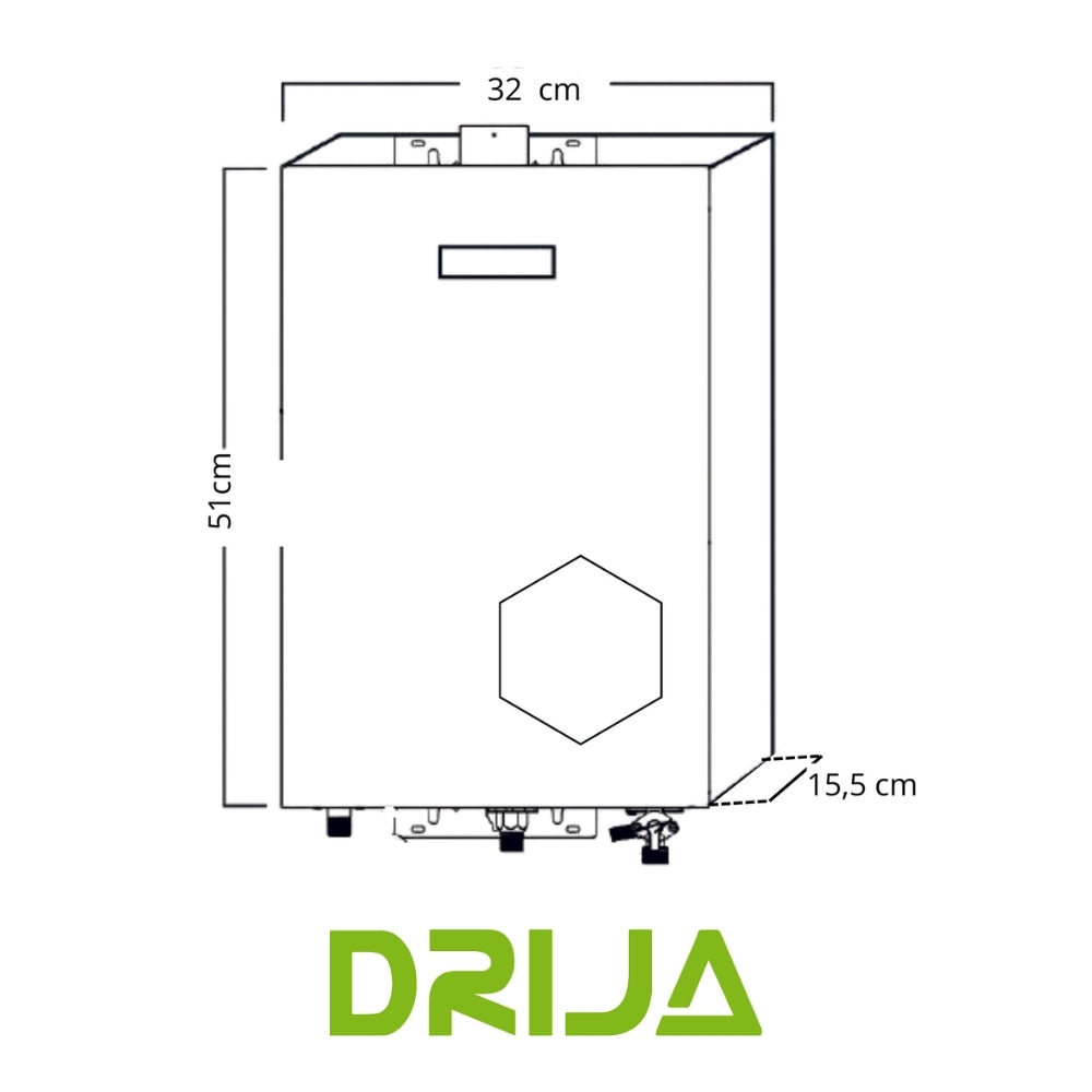 CALENTADOR DE AGUA A GAS DRIJA, 10 L, PANTALLA LED TACTIL, COLOR NEGRO