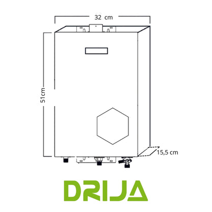 CALENTADOR DE AGUA A GAS DRIJA, 10 L, PANTALLA LED TACTIL, COLOR NEGRO