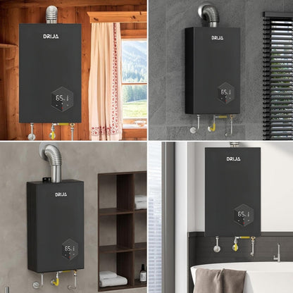 CALENTADOR DE AGUA A GAS DRIJA, 10 L, PANTALLA LED TACTIL, COLOR NEGRO