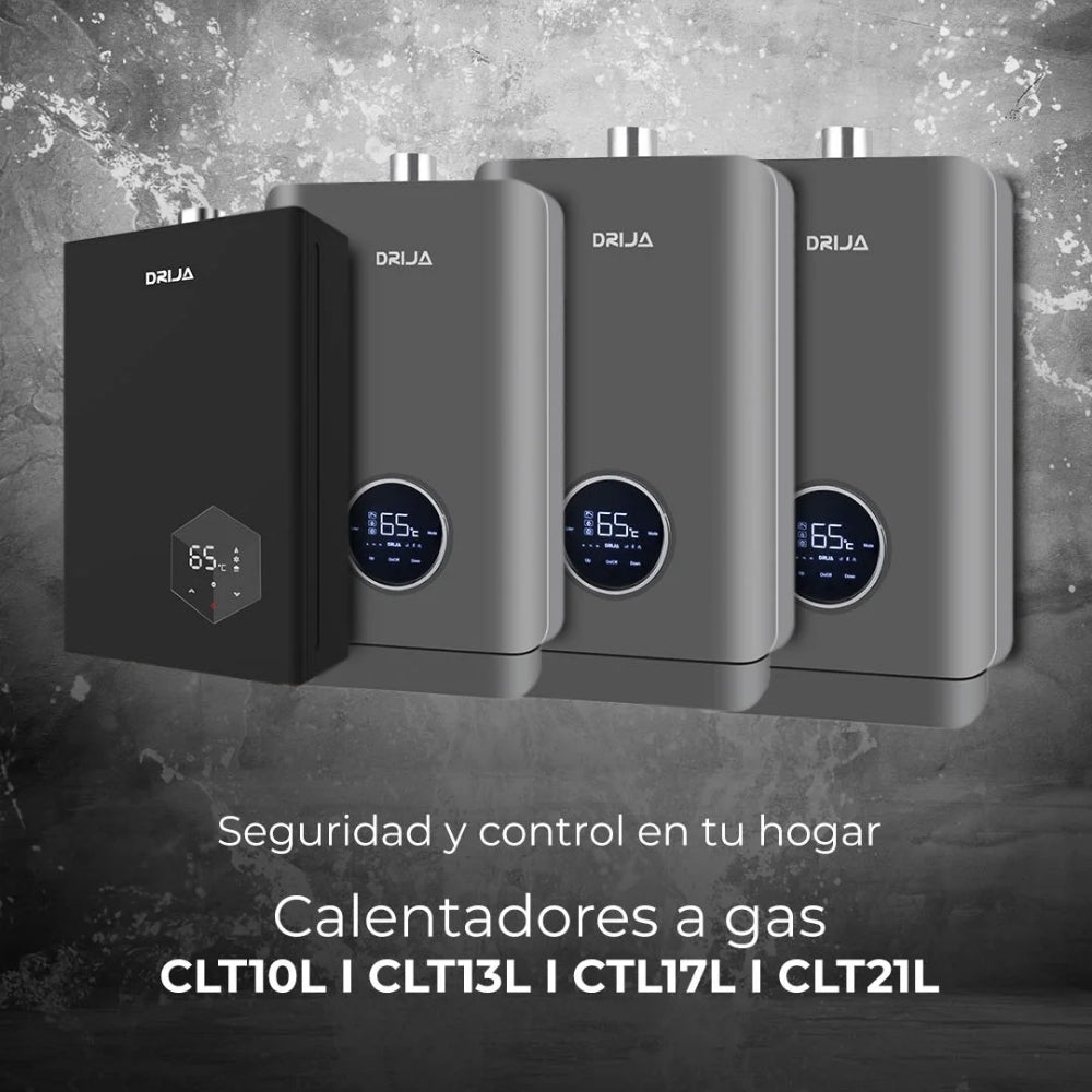 CALENTADOR DE AGUA A GAS DRIJA, 13 L, PANTALLA LED TACTIL, COLOR GRIS