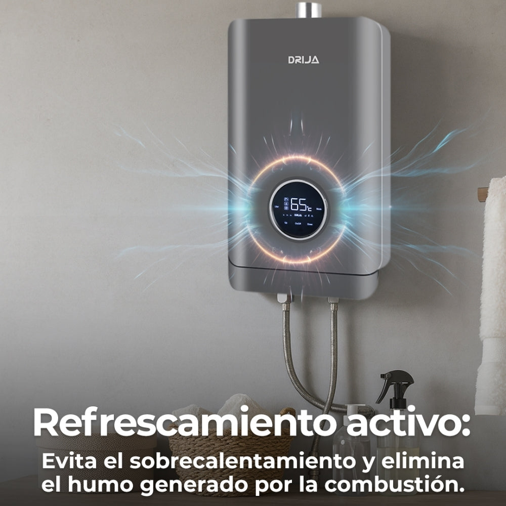CALENTADOR DE AGUA A GAS DRIJA, 13 L, PANTALLA LED TACTIL, COLOR GRIS