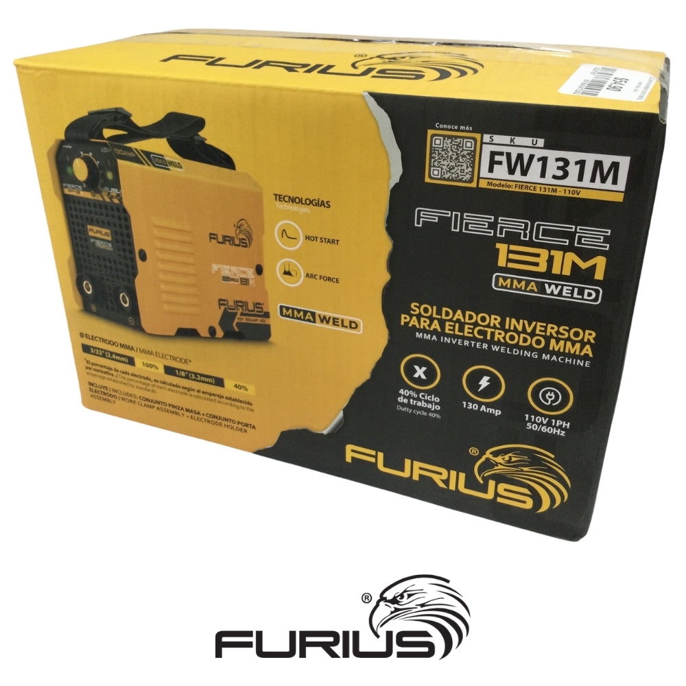 SOLDADOR INVERSOR FURIUS FIERCE 131M 130A- 110V
