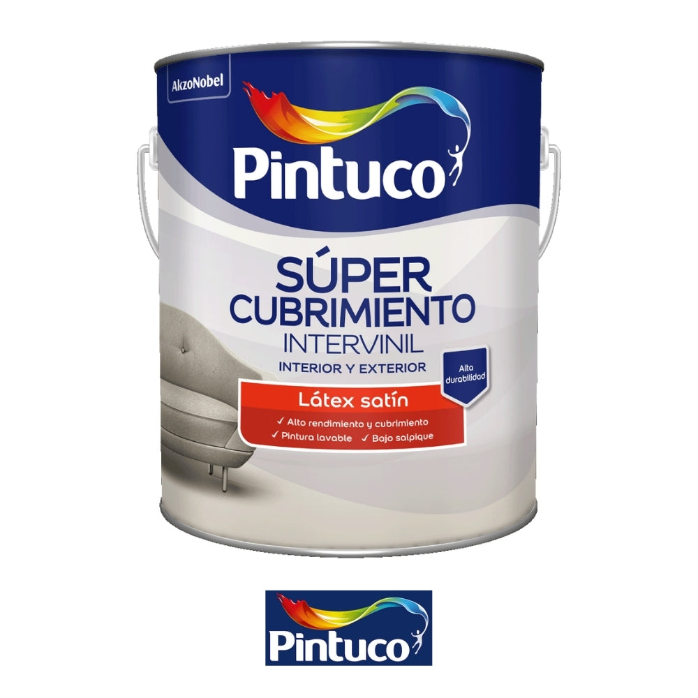PINTURA SUPER CUBRIMIENTO LATEX SATIN BLANCO 5800 1 GL PINTUCO