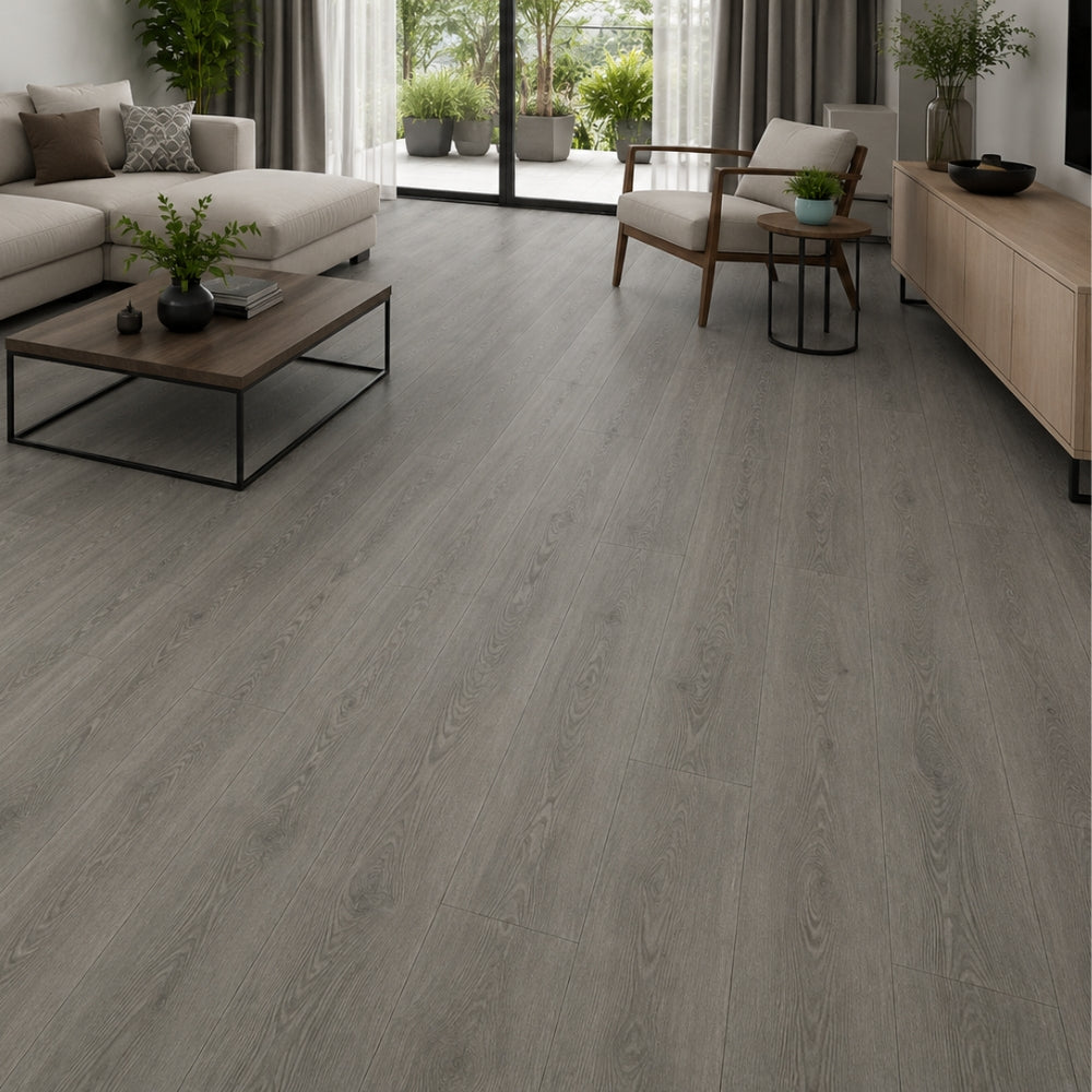 PISO LAMINADO PVC-SPC ROBLE GRIS 18CM*122CM*4.0MM (2.196M2 X CAJA) SPC-3001