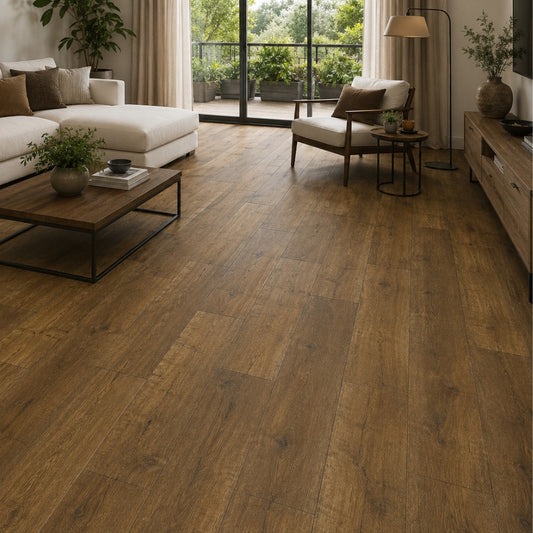PISO LAMINADO PVC-SPC ROBLE ANTIGUO 18CM*122CM*4.0MM (2.1960 M2 X CAJA) SPC-3005