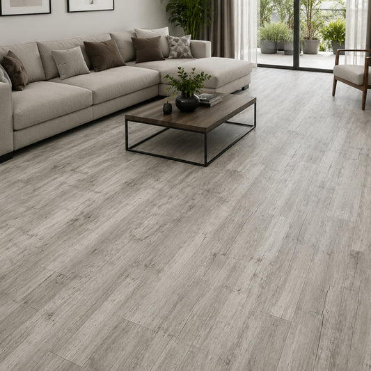 PISO LAMINADO PVC-SPC GRIS PIEDRA 18CM*122CM*4.0MM (2.1960 M2 X CAJA) SPC-HYW-73051