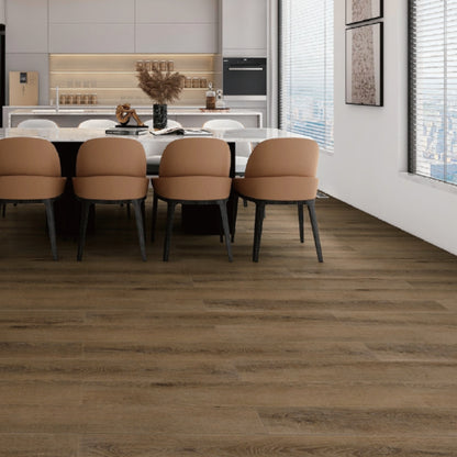 PISO LAMINADO PVC-SPC NOGAL AMERICANO 18CM*122CM*4.0MM (2.1960 M2 X CAJA) SPC-HYW-73061