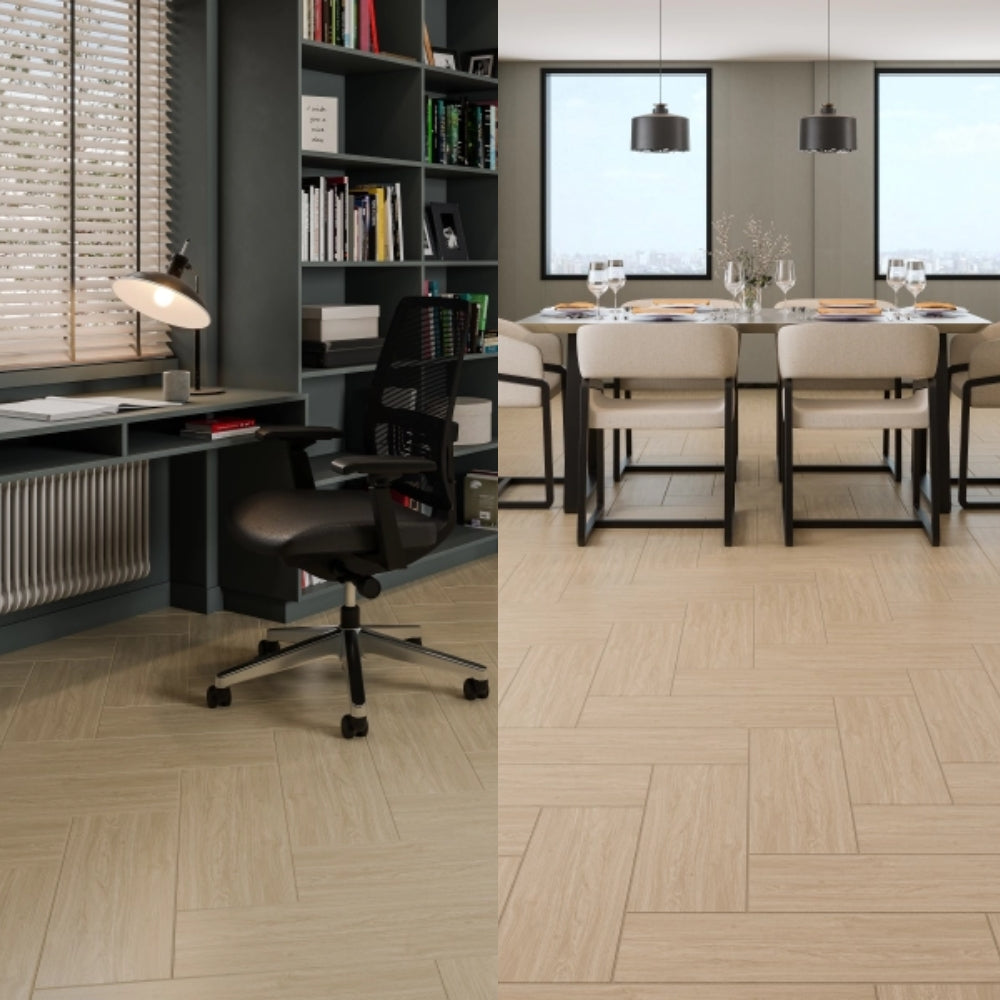 PISO DE CERAMICA TIPO MADERA IDEALLE SUGAR BLONDE 20X60 CM 1.70M2 CAJA 29309