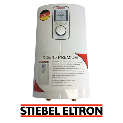CALENTADOR DE AGUA ELECTRICO 21.6 LITROS 4 SENSORES CONTROL INTELIGENTE DCE 15 PREMIUM STIEBEL ELTRON