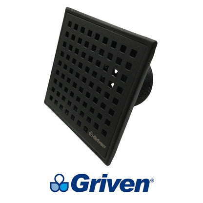 DESAGUE PARA PISO CON REJILLA COLOR NEGRO 4X4 DE 2 PULGADAS DE DIAMETRO A367-BL-18