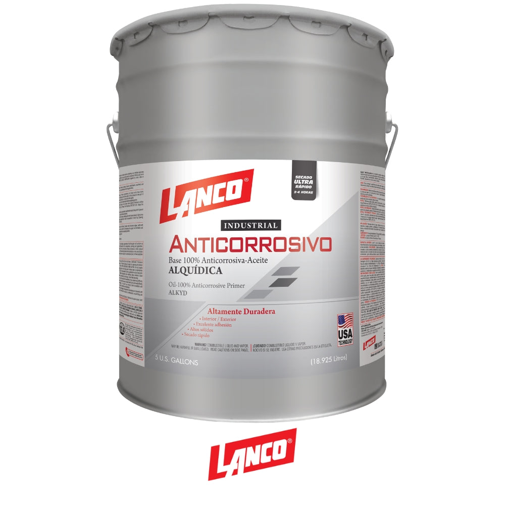 PINTURA ANTICORROSIVO INDUSTRIAL GRIS 5 GALONES AC3438-2 LANCO