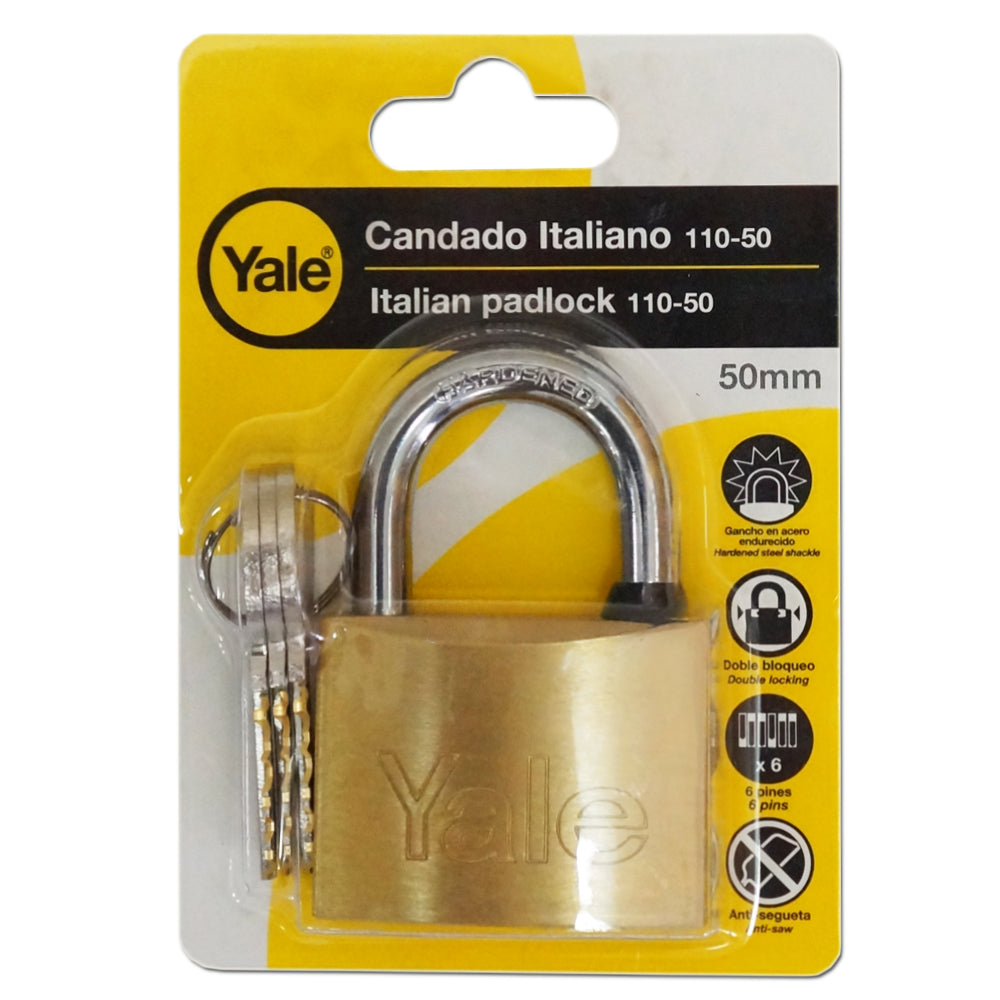 CANDADO  DE 50MM YALE CON GANCHO ENDURECIDO