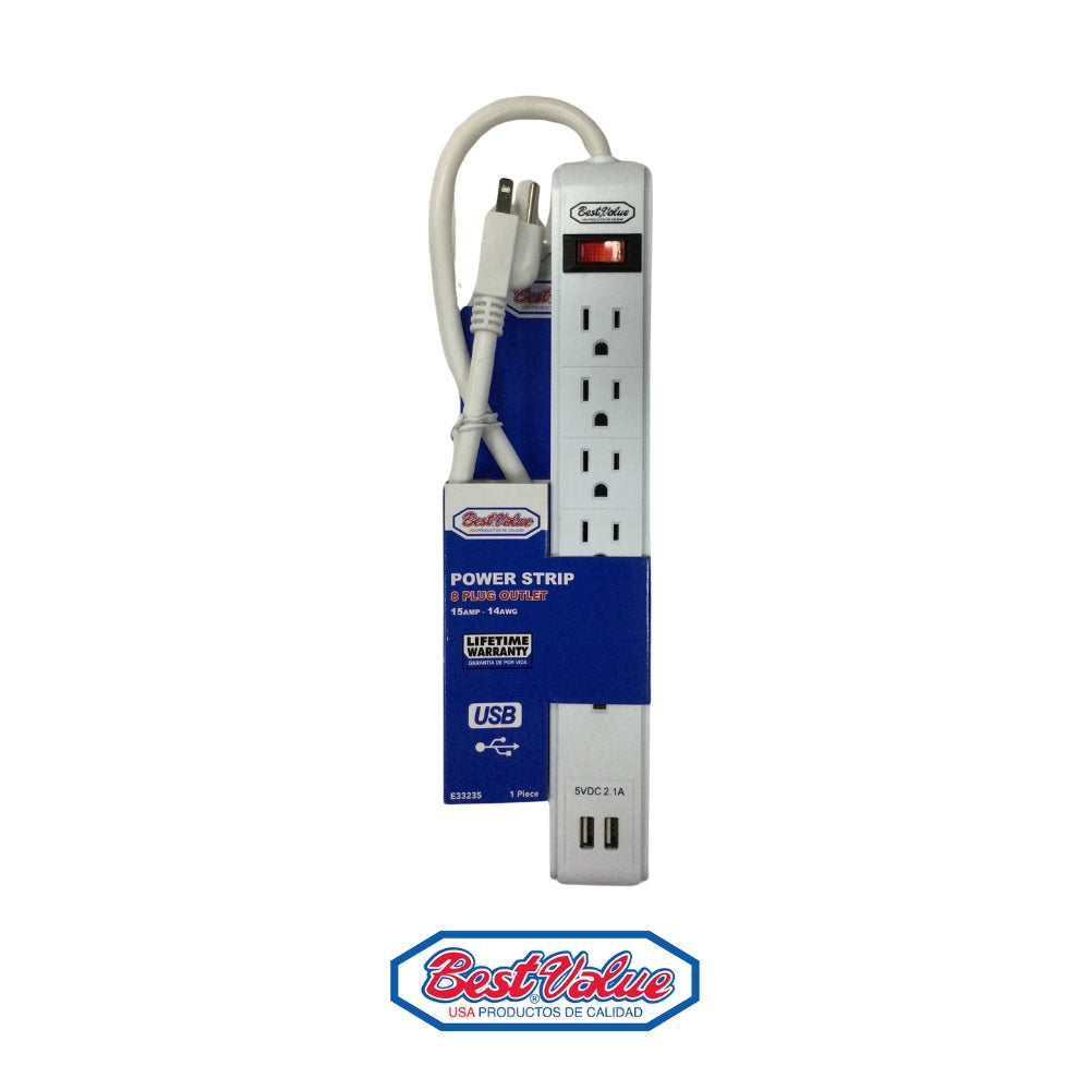 REGLETA BLANCA 6 SALIDAS 2 USB C/RESET 125V