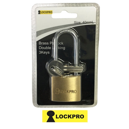 CANDADO DE 40MM ARCO LARGO BRONCE  LOCKPRO