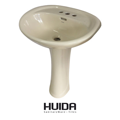 LAVAMANOS CON PEDESTAL CREMA HUIDA