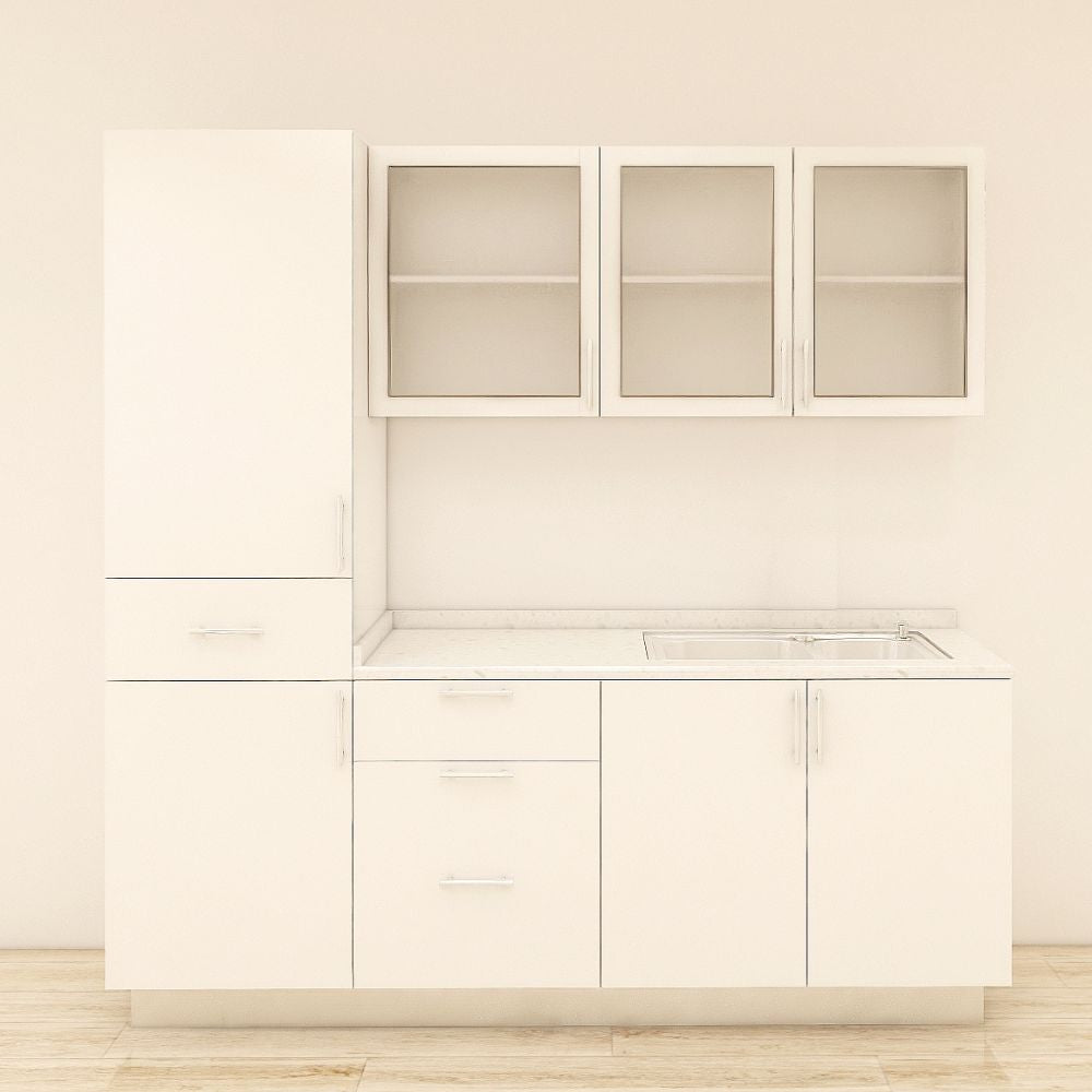 MUEBLE DE COCINA CON FREGADOR Y GABINETE AEREOS COLOR BLANCO YKL-CG-13/TH2242 DERECHO 2.20M