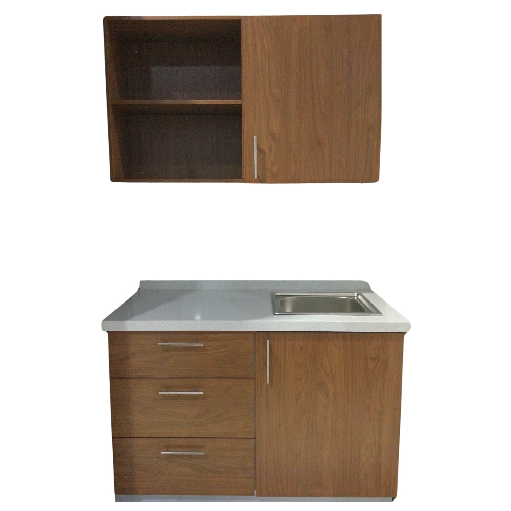 MUEBLE DE COCINA CON FREGADOR Y GABINETE AEREOS COLOR CHOCOLATE YKL-CG-15/TH2215 DERECHO 1.20M
