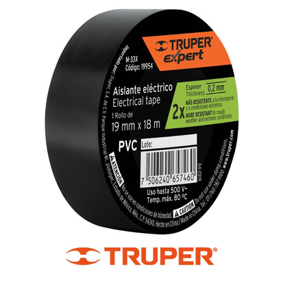 TAPE ELECTRICO 3/4 IN x 60 PIES  TRUPER EXPERT NEGRO