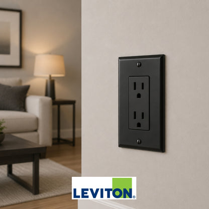 TAPA DECORA NEGRA SENCILLA LEVITON
