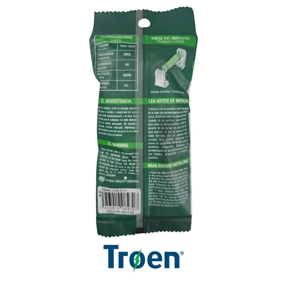 BASE (SOCKET) PARA TUBO LED/FLUORESCENTE BI-PIN