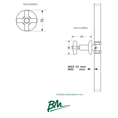 LLAVE DE DUCHA SENCILLA MANIJA DE CRUZ IDEAL BM-C50102