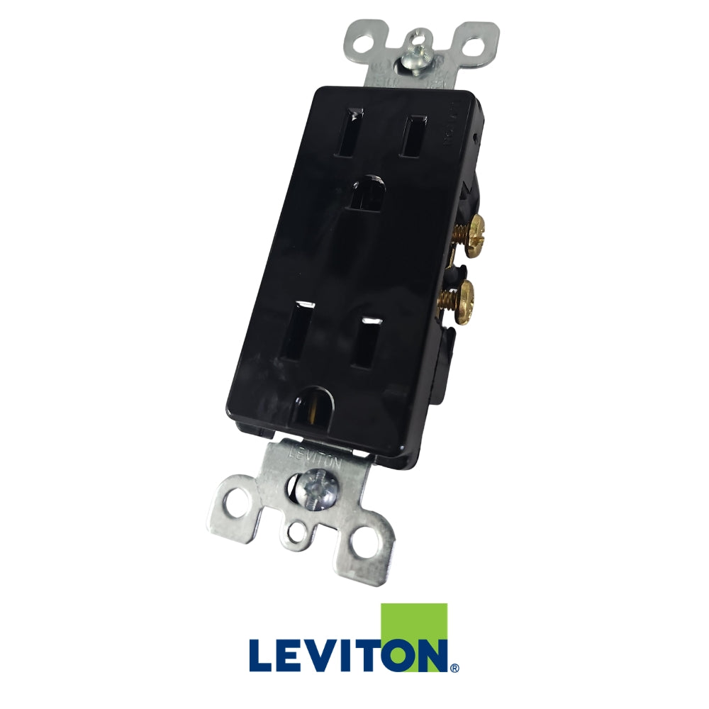 TOMACORRIENTE DOBLE DECORA NEGRO 15 A/125 V NEMA 5-15R LEVITON