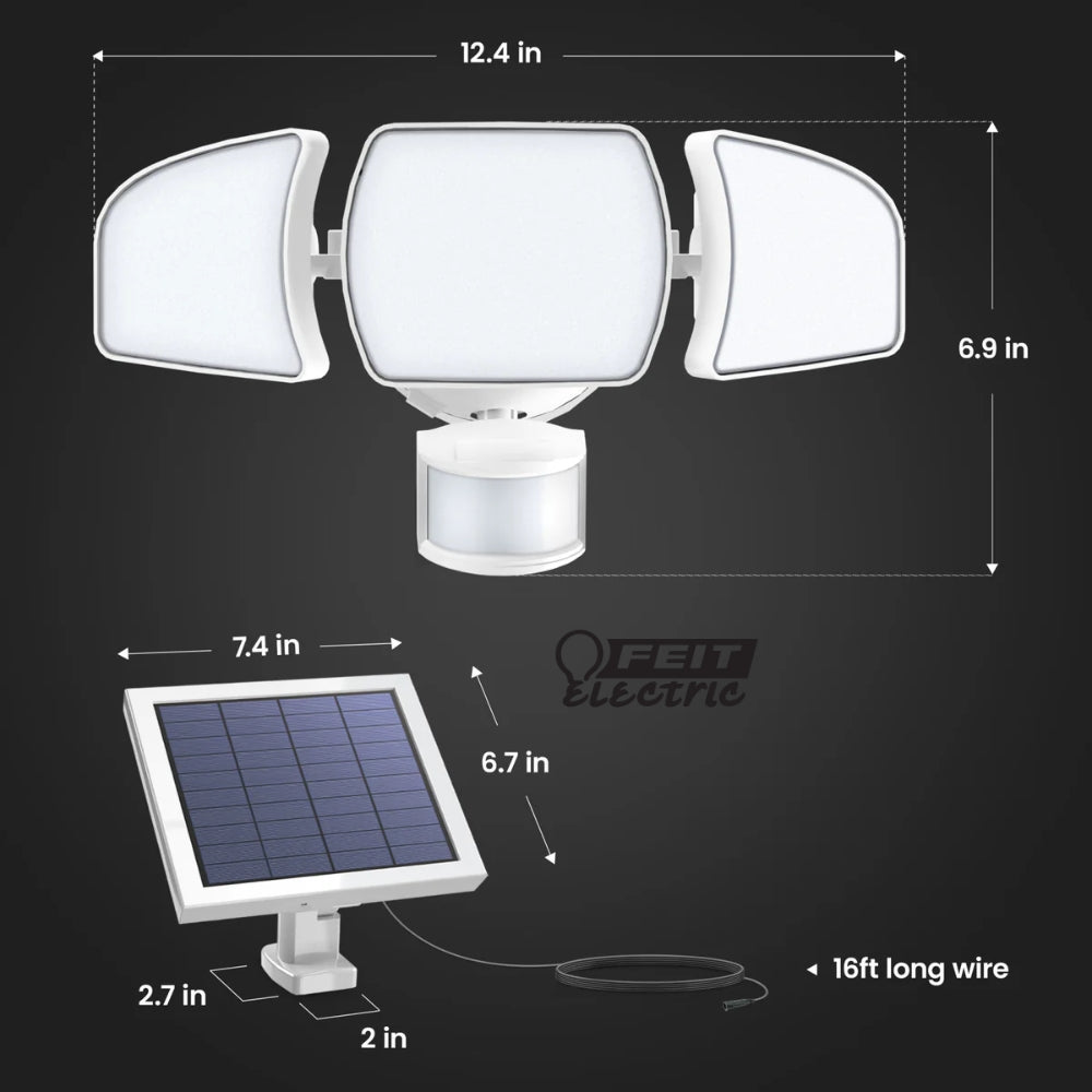 LAMPARA SOLAR DE SEGURIDAD LED BLANCA CON FOTOCELDA Y SENSOR DE MOVIMIENTO FEIT
