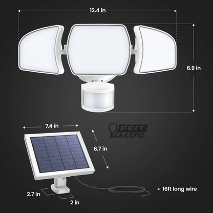 LAMPARA SOLAR DE SEGURIDAD LED BLANCA CON FOTOCELDA Y SENSOR DE MOVIMIENTO FEIT