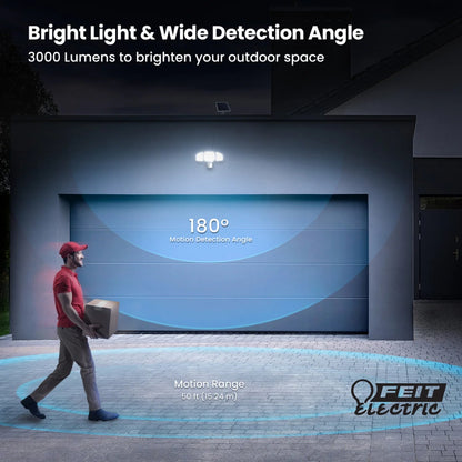 LAMPARA SOLAR DE SEGURIDAD LED BLANCA CON FOTOCELDA Y SENSOR DE MOVIMIENTO FEIT
