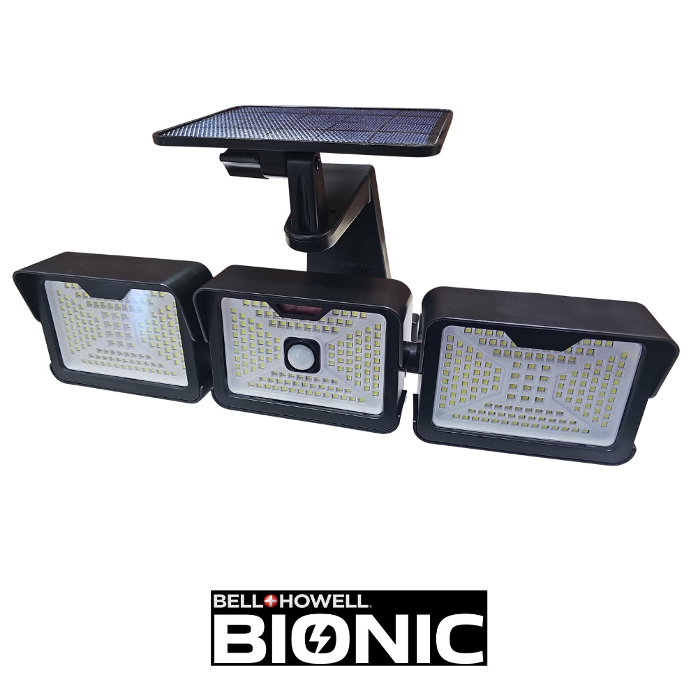 LAMPARA SOLAR DE SEGURIDAD LED NEGRA CON SENSOR DE MOVIMIENTO