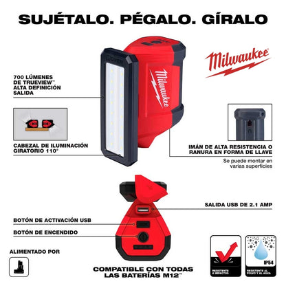 LUZ ROVER M12 700 LÚMENES TRUEVIEW HD MILWAUKEE 2367-20 (SIN BATERIA)
