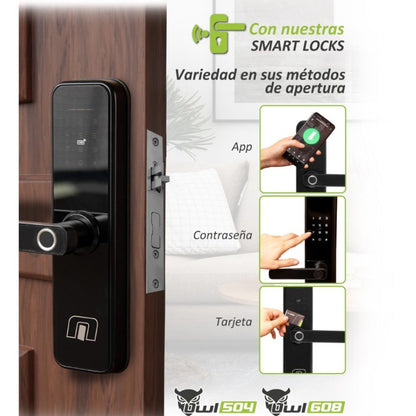 CERRADURA INTELIGENTE BIOMETRICA DIGITAL 5 METODOS DE APERTURA CILINDRO T-C 2 PESTILLOS