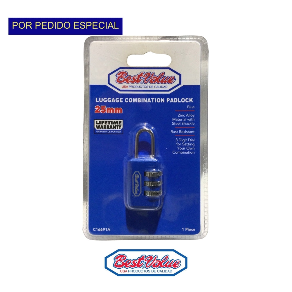 CANDADO COMBINACION P/MALETA AZUL