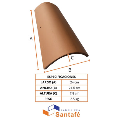CUMBRERA CABALLETE NATURAL TERRACOTA SANTAFE 00000512