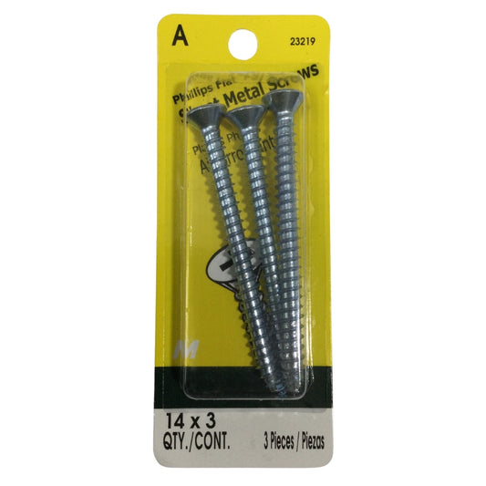 TORNILLO PARA LAMINA ZINCADO CAB PLANA PHILLIPS #14 x 3 PULGADAS