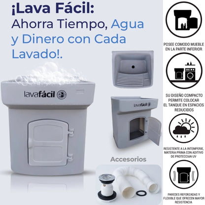 TINA DE LAVAR PLASTICA  LAVAFACIL GRANDE GRIS