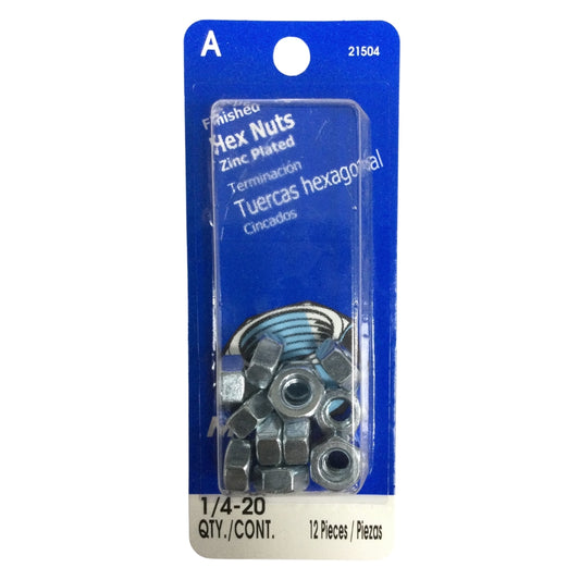 TUERCA HEXAGONAL ZINCADA ACERO GRADO 2 1/4 PULGADAS-20 ROSCA ESTANDAR