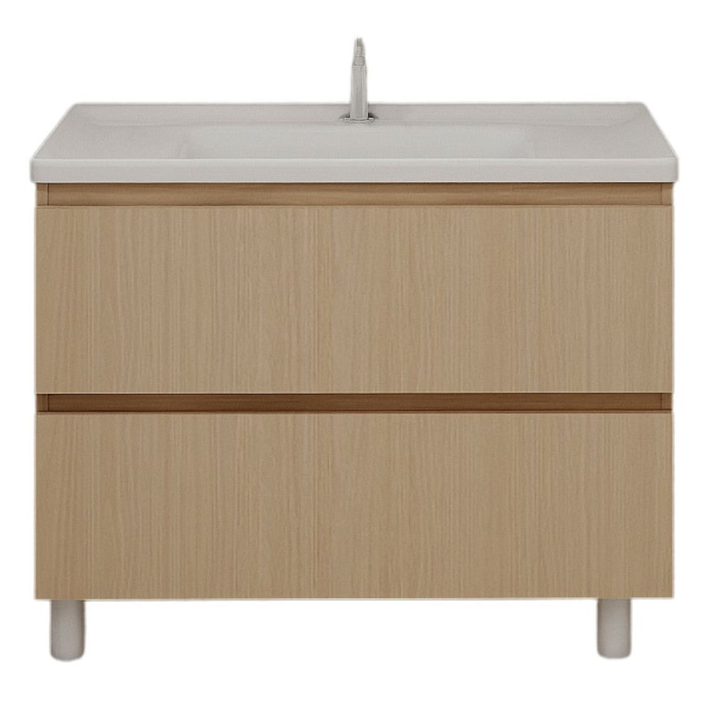 MUEBLE DE BAÑO EN PLYWOOD LAMINADO CON LAVAMANO Y GRIFERIA 2 GAVETAS 0.90X0.46X0.86 M COLOR MADERA YK201-B14 MOD. YKL-V007 PLY