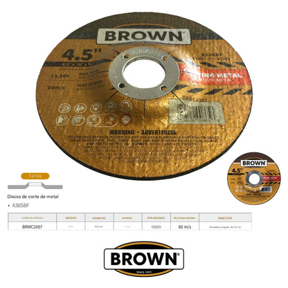 DISCO DE CORTE DE METAL 4.5 IN X 1/8 X 5/8 IN