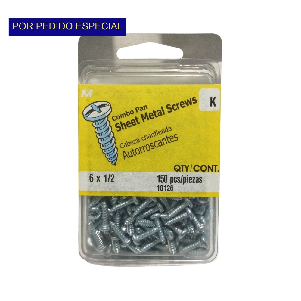 TORNILLO PARA LAMINA COMBO PAN HEAD ZINCADO #6 x 1/2 PULGADAS