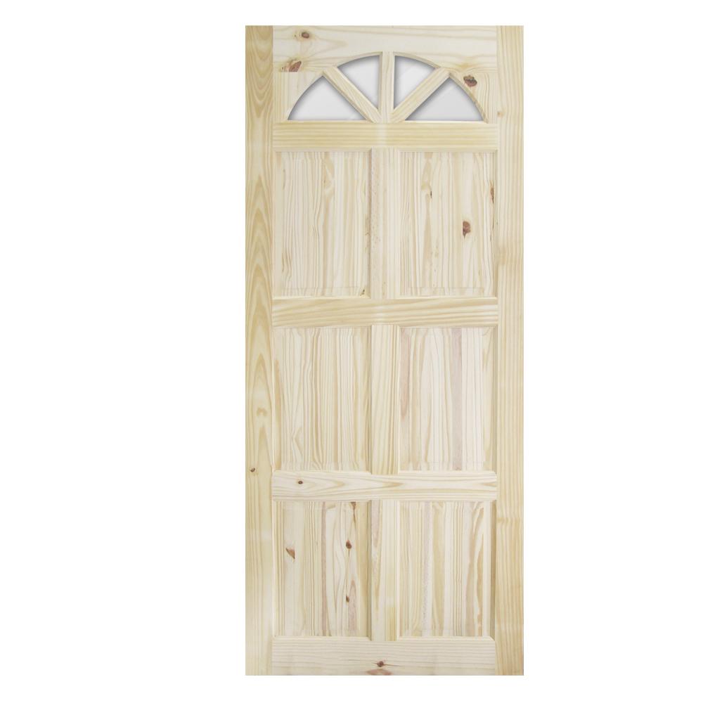 PUERTA PARA INTERIOR DE PINO CON NUDOS MEDIA LUNA 6 PANELES (3X7)