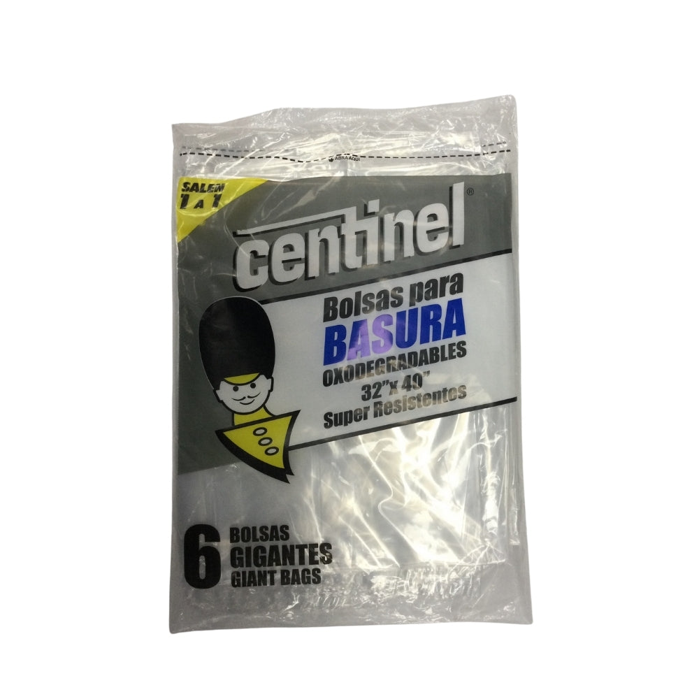 BOLSA PARA BASURA CENTINEL TRANSPARENTE 6U 32X40
