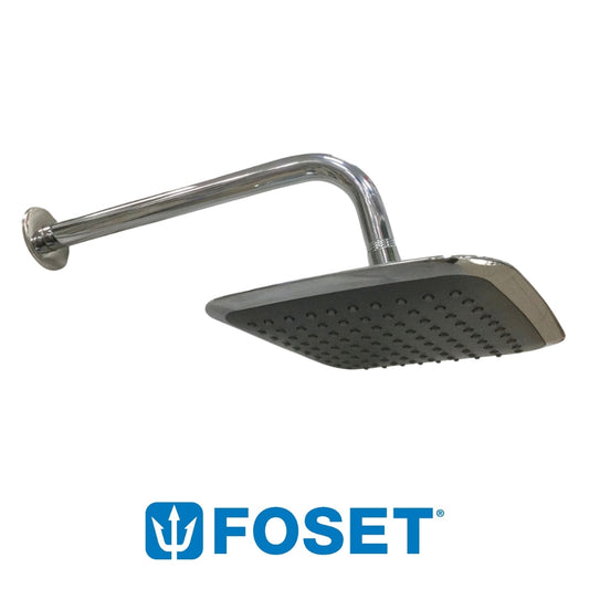 REGADERA COMPLETA CABEZA CUADRADA METAL 8 PULGADAS FOSET