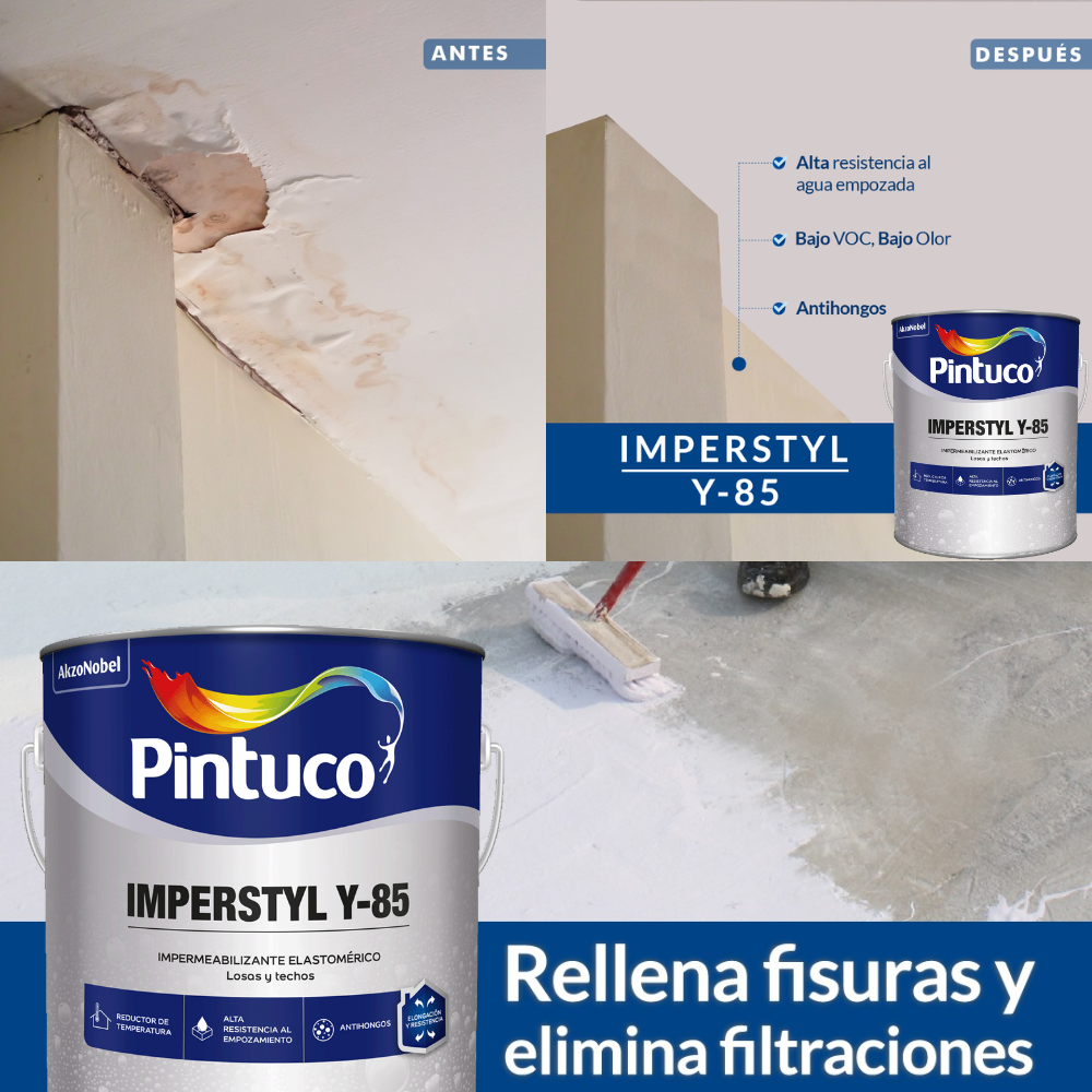 PINTURA IMPERMEABILIZANTE BLANCO IMPERSTYL Y-85 1 GL 2085