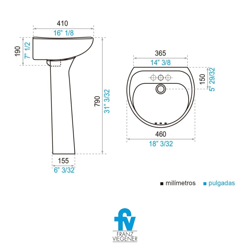 LAVAMANOS CON PEDESTAL FV GALA COLOR BONE E208-BO